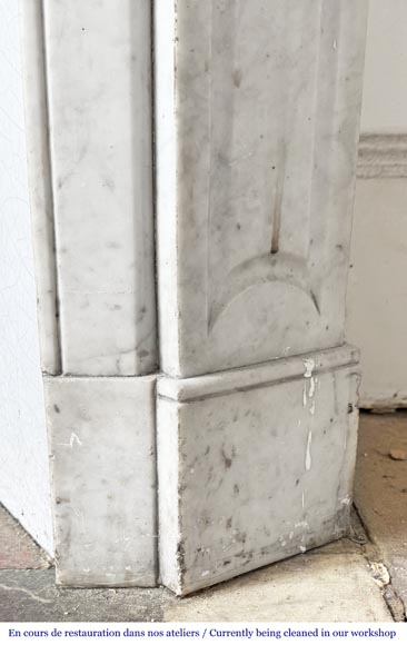 Louis XV style Pompadour model fireplace, in Carrara marble-7
