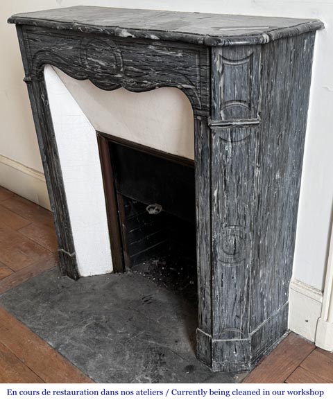 Louis XV style Pompadour model fireplace in blue Turquin marble Louis XV style Pompadour model fireplace in blue Turquin marble-5