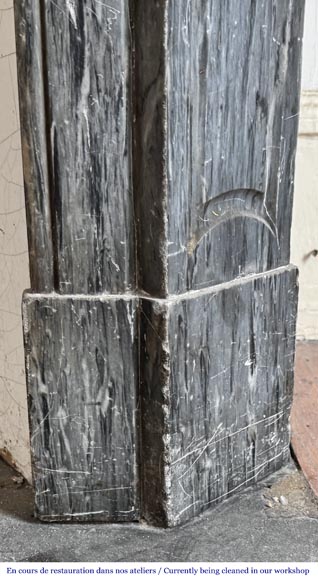 Louis XV style Pompadour model fireplace in blue Turquin marble Louis XV style Pompadour model fireplace in blue Turquin marble-7