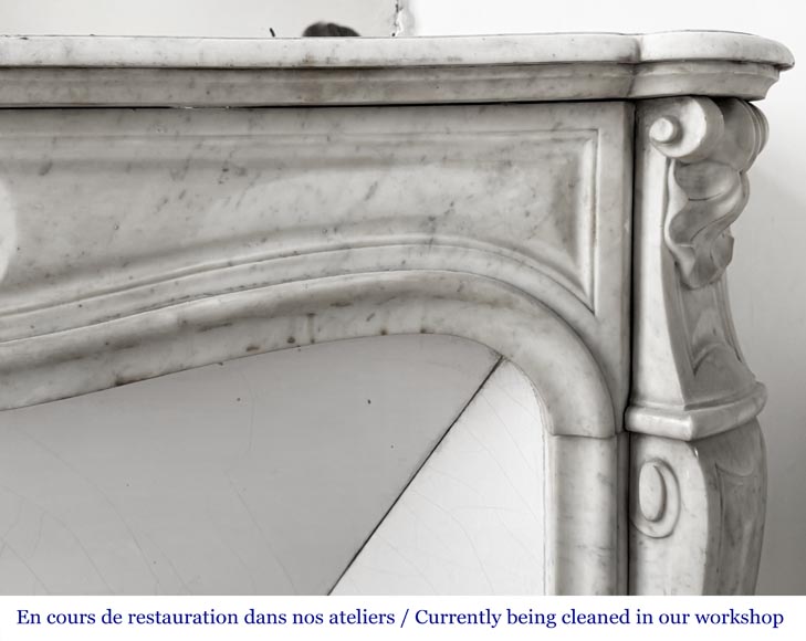 Louis XV style fireplace in Carrara marble decorated with a shell-6