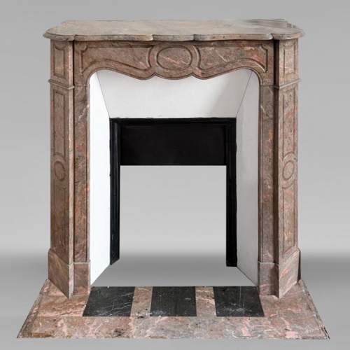 Louis XV style Pompadour model fireplace in pink marble