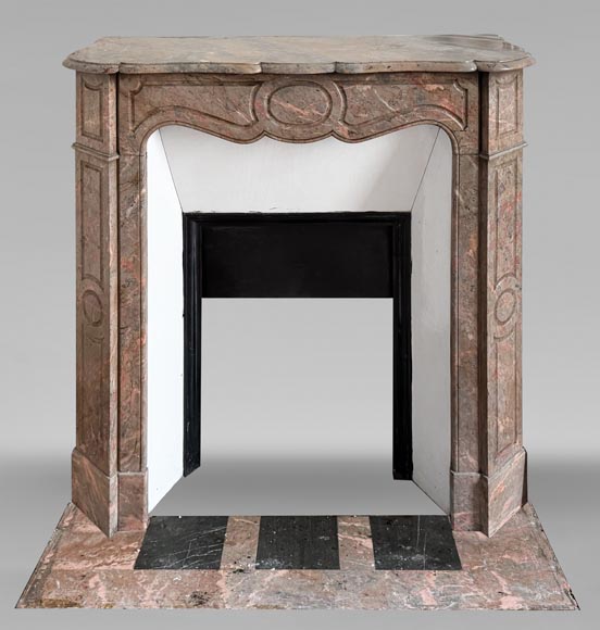 Louis XV style Pompadour model fireplace in pink marble Louis XV style Pompadour model fireplace in pink marble-0