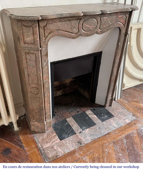 Louis XV style Pompadour model fireplace in pink marble Louis XV style Pompadour model fireplace in pink marble-2