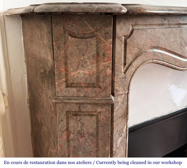 Louis XV style Pompadour model fireplace in pink marble Louis XV style Pompadour model fireplace in pink marble-3
