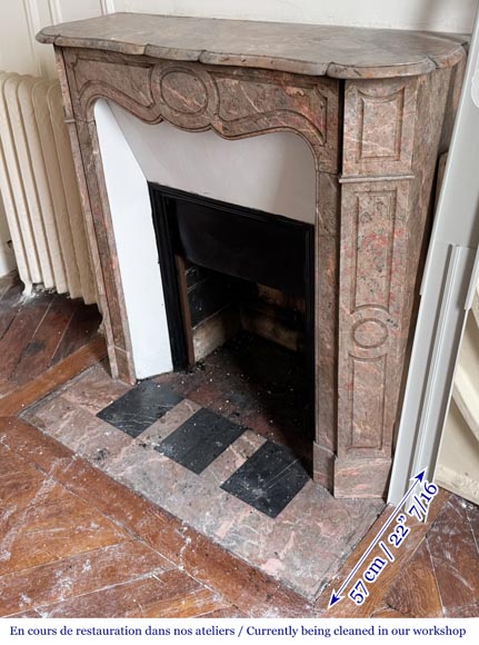 Louis XV style Pompadour model fireplace in pink marble Louis XV style Pompadour model fireplace in pink marble-5