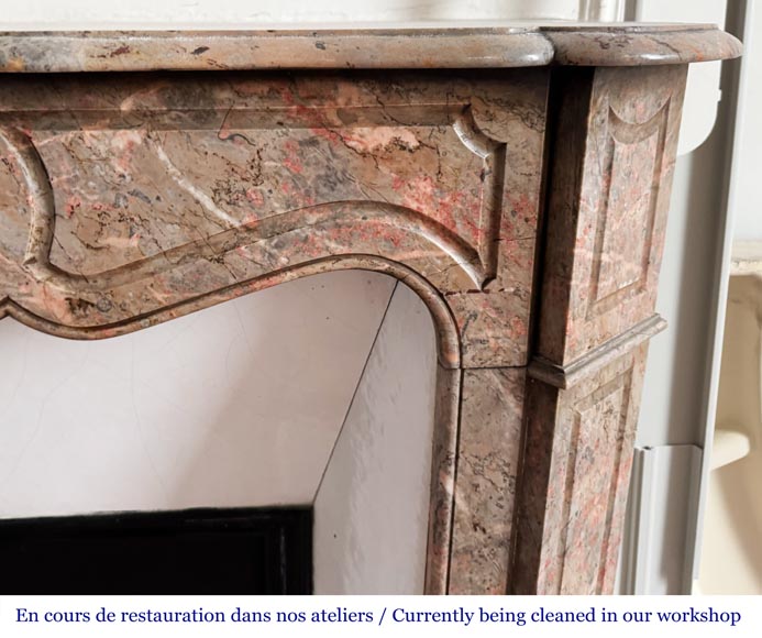Louis XV style Pompadour model fireplace in pink marble Louis XV style Pompadour model fireplace in pink marble-6