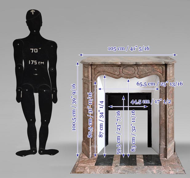 Louis XV style Pompadour model fireplace in pink marble Louis XV style Pompadour model fireplace in pink marble-10