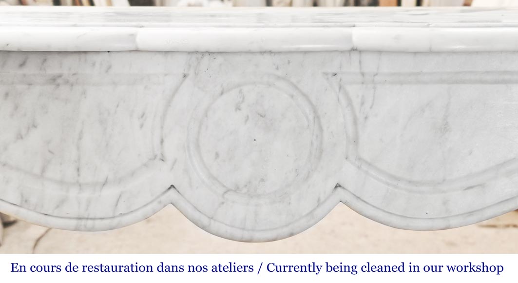 Louis XV style Pompadour model fireplace in Carrara marble Louis XV style Pompadour model fireplace in Carrara marble-1