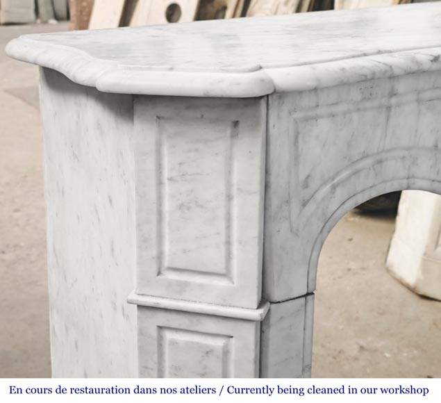 Louis XV style Pompadour model fireplace in Carrara marble Louis XV style Pompadour model fireplace in Carrara marble-3