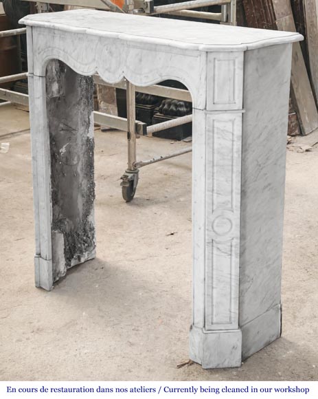Louis XV style Pompadour model fireplace in Carrara marble Louis XV style Pompadour model fireplace in Carrara marble-4
