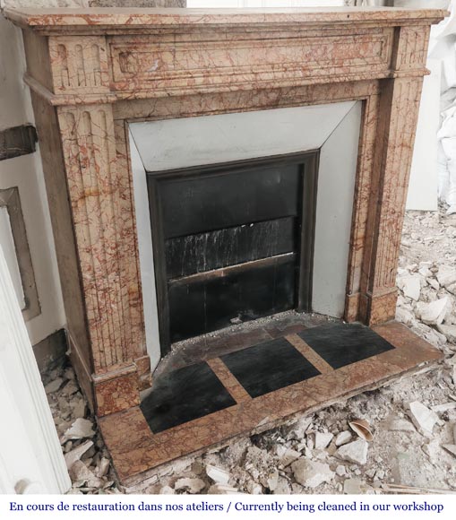 Louis XVI style fireplace in brocatelle marble-2
