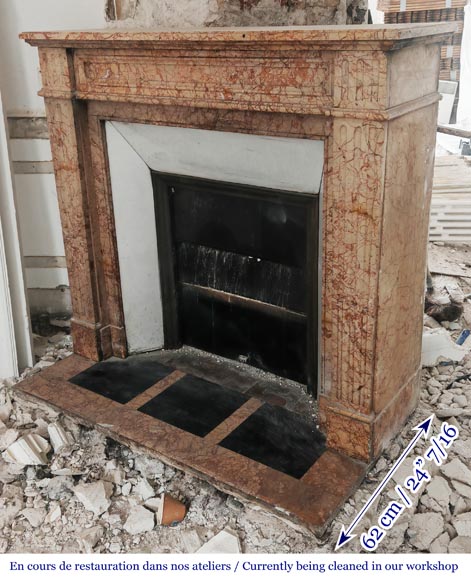 Louis XVI style fireplace in brocatelle marble-5