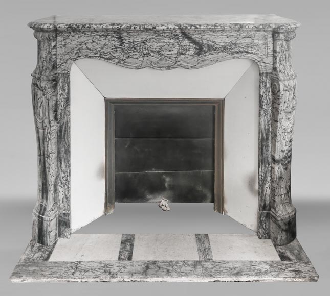 Louis XV style Pompadour model fireplace, in blue floral marble Louis XV style Pompadour model fireplace, in blue floral marble-0