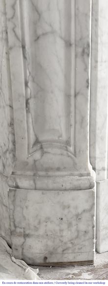Louis XV style Pompadour model fireplace, in Carrara marble Louis XV style Pompadour model fireplace, in Carrara marble-4