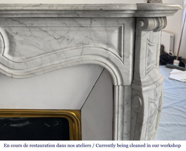 Louis XV style Pompadour model fireplace, in Carrara marble Louis XV style Pompadour model fireplace, in Carrara marble-6