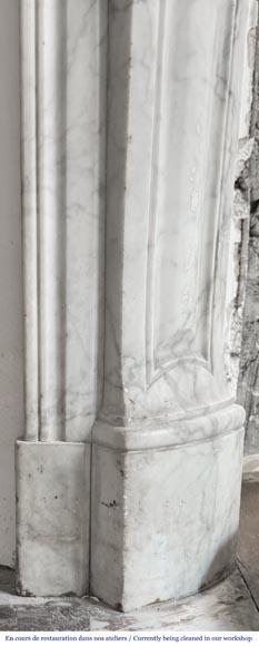Louis XV style Pompadour model fireplace, in Carrara marble Louis XV style Pompadour model fireplace, in Carrara marble-7