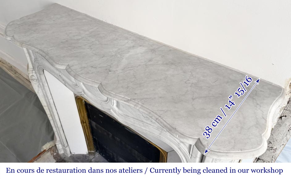 Louis XV style Pompadour model fireplace, in Carrara marble Louis XV style Pompadour model fireplace, in Carrara marble-9