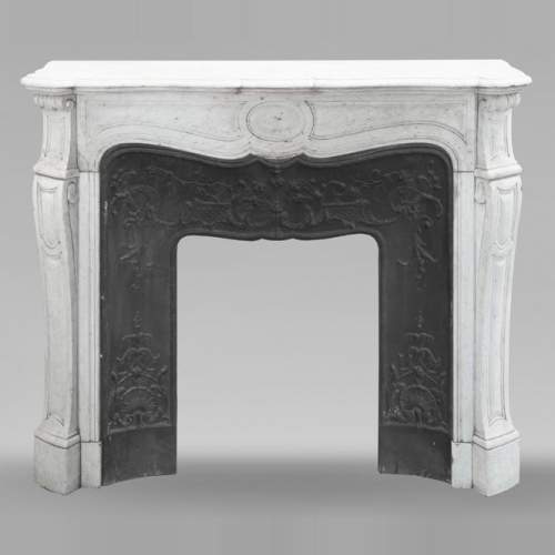 Louis XV style Pompadour model fireplace in Carrara marble