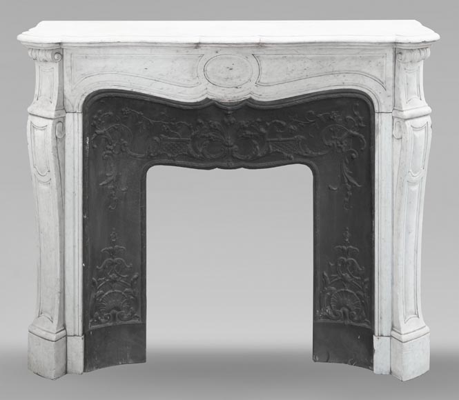 Louis XV style Pompadour model fireplace in Carrara marble-0