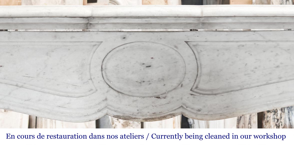Louis XV style Pompadour model fireplace in Carrara marble-1
