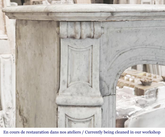 Louis XV style Pompadour model fireplace in Carrara marble-3
