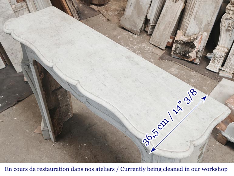 Louis XV style Pompadour model fireplace in Carrara marble-8