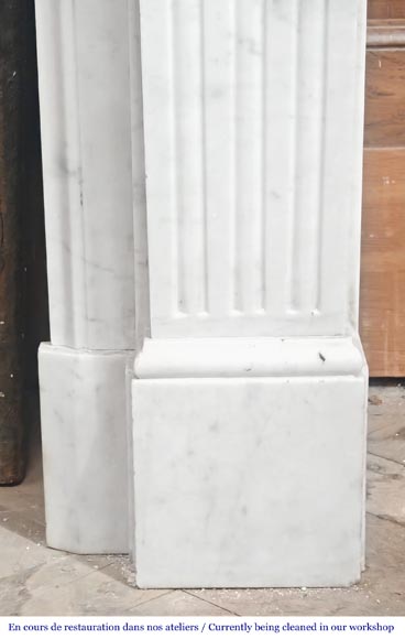 Louis XVI style fireplace in Carrara marble, decorated with fluting-7