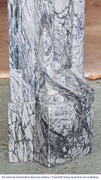 Louis XV style Pompadour model fireplace in blue floral marble-7