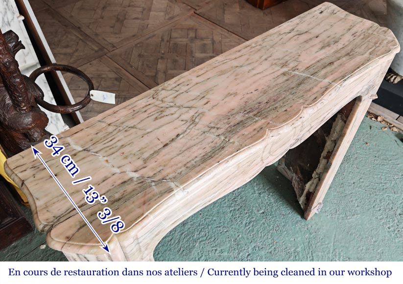Louis XV style Pompadour model fireplace in pink Portuguese marble-7
