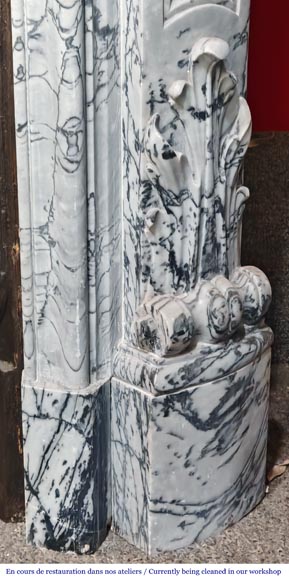 Louis XV style fireplace decorated with a shell motif, in blue floral marble Louis XV style fireplace decorated with a shell motif, in blue floral marble-8