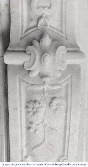 Louis XV style fireplace with floral decoration, in Carrara marble Louis XV style fireplace with floral decoration, in Carrara marble-9