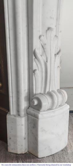 Louis XV style fireplace with floral decoration, in Carrara marble Louis XV style fireplace with floral decoration, in Carrara marble-10
