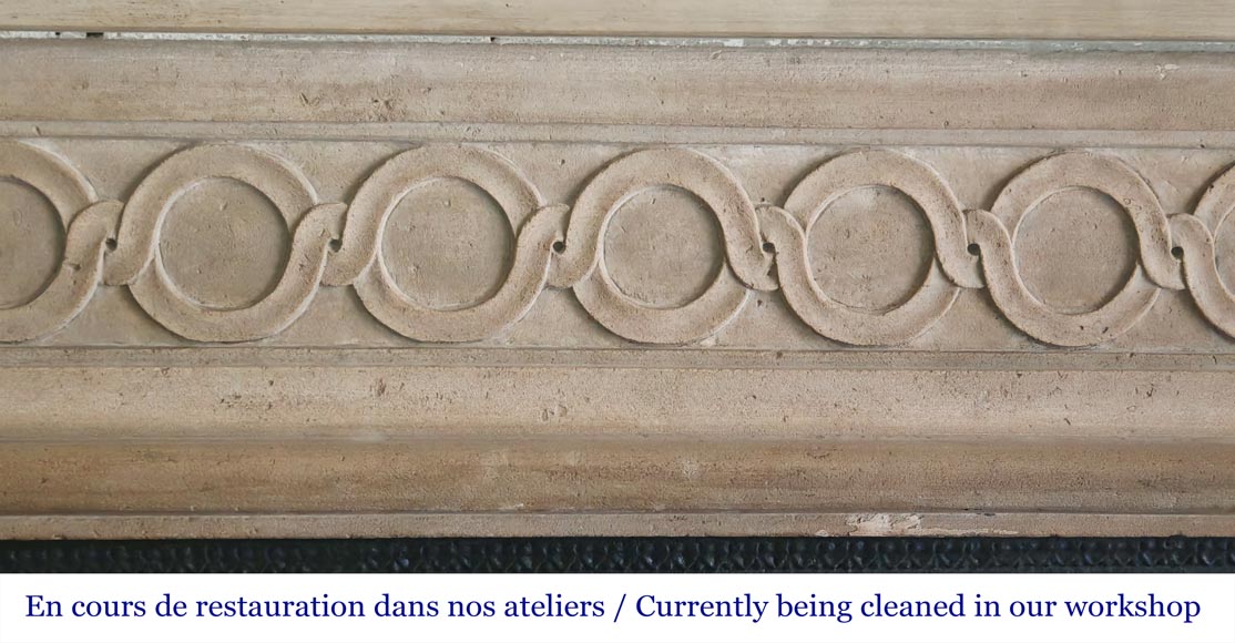 Louis XVI style fireplace decorated with a Greek key frieze-1