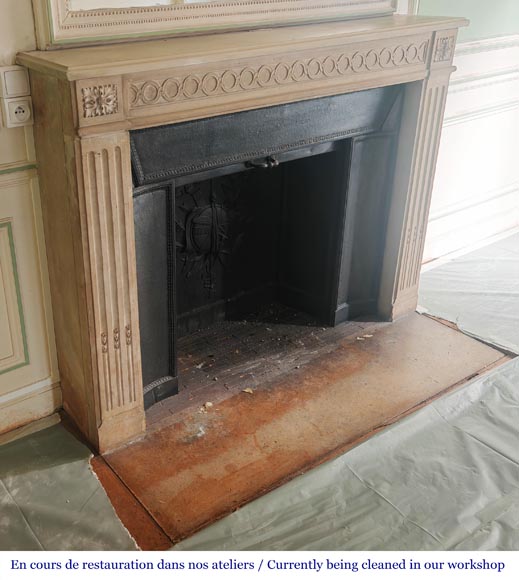 Louis XVI style fireplace decorated with a Greek key frieze-3