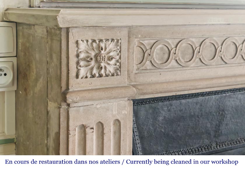 Louis XVI style fireplace decorated with a Greek key frieze-4