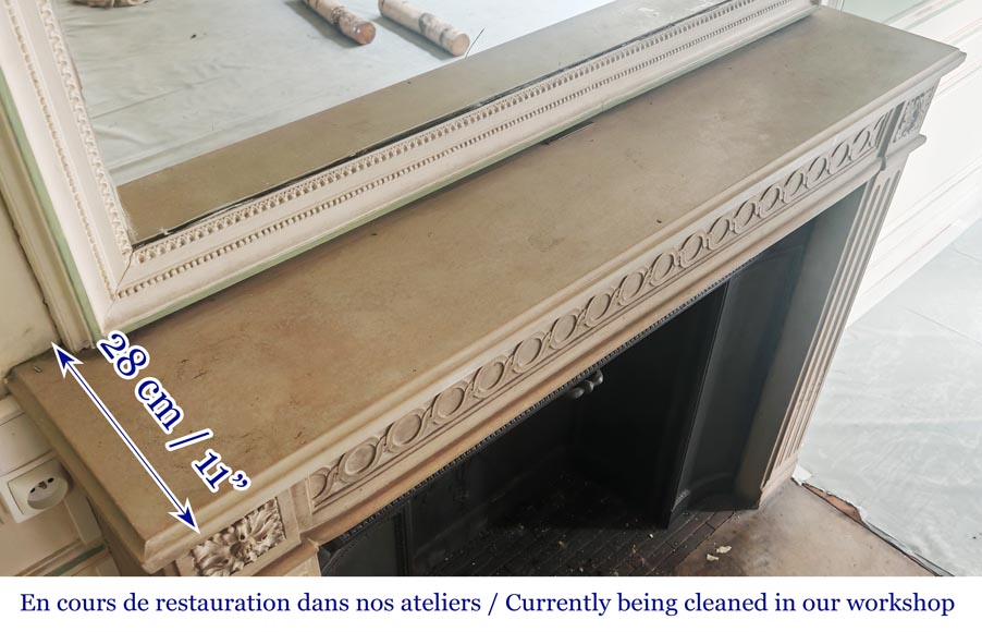 Louis XVI style fireplace decorated with a Greek key frieze-10