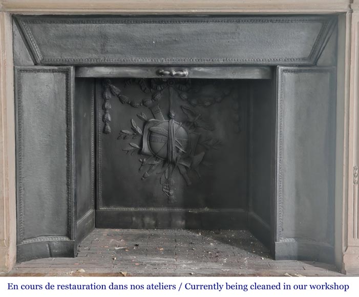 Louis XVI style fireplace decorated with a Greek key frieze-11