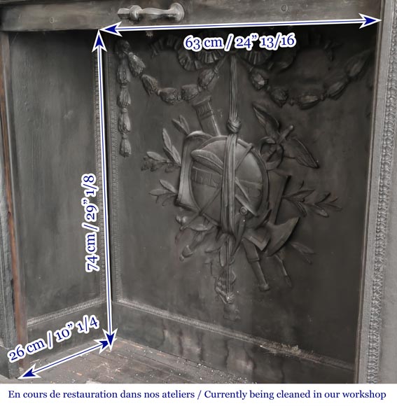Louis XVI style fireplace decorated with a Greek key frieze-12