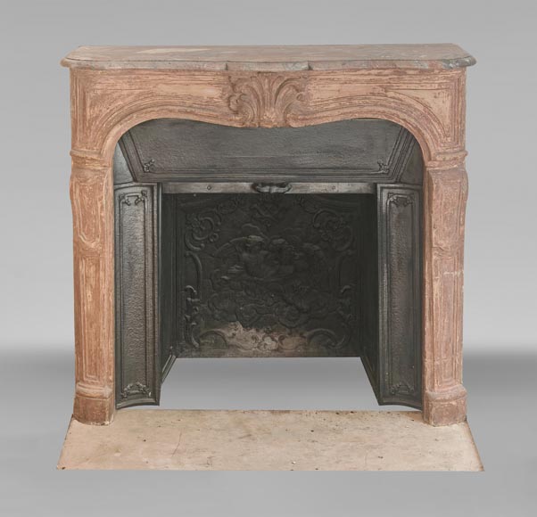 Louis XV-style stone fireplace, adorned with a palmette Louis XV-style stone fireplace, adorned with a palmette-0