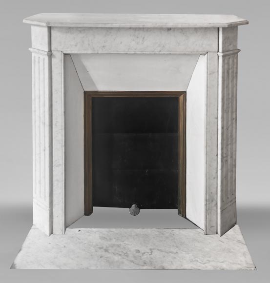 Louis XVI style Carrara marble fireplace with fluted legs-0