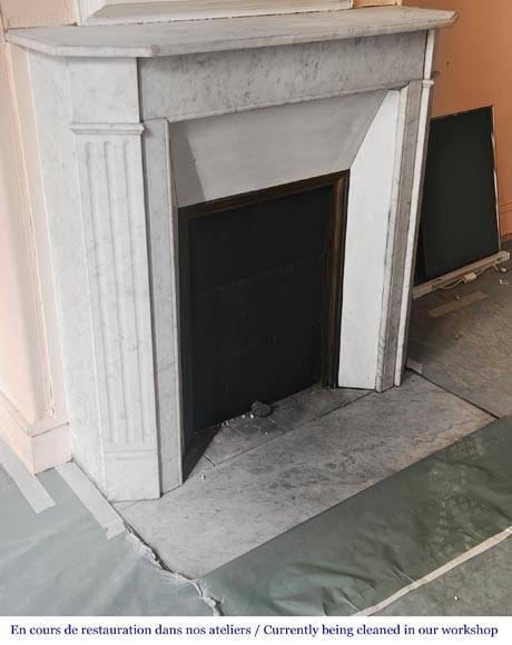 Louis XVI style Carrara marble fireplace with fluted legs-2