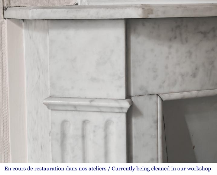 Louis XVI style Carrara marble fireplace with fluted legs-3