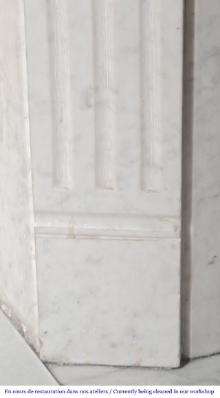 Louis XVI style Carrara marble fireplace with fluted legs-4
