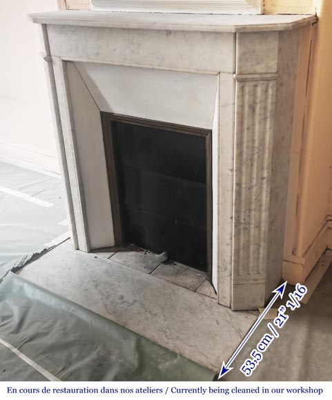 Louis XVI style Carrara marble fireplace with fluted legs-5