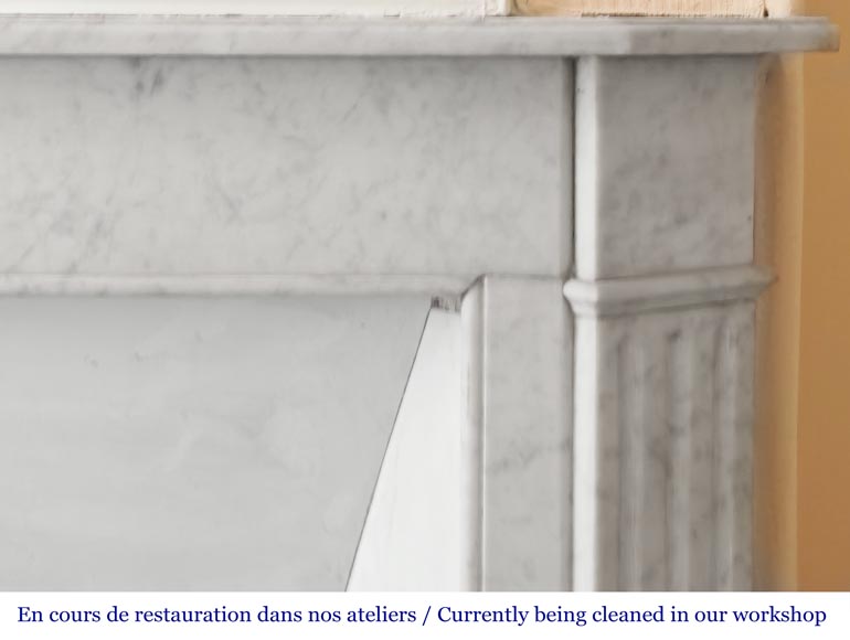 Louis XVI style Carrara marble fireplace with fluted legs-6