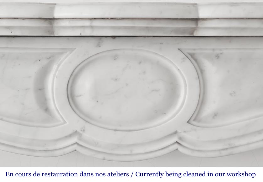 Louis XV style fireplace, Pompadour model, in Carrara marble-1