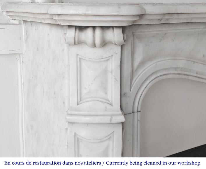 Louis XV style fireplace, Pompadour model, in Carrara marble-3