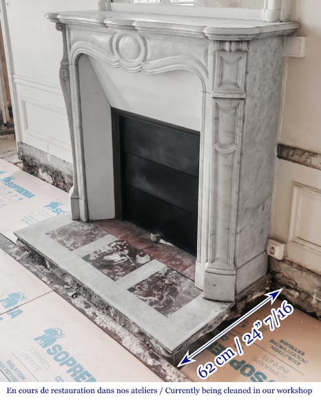Louis XV style fireplace, Pompadour model, in Carrara marble-5