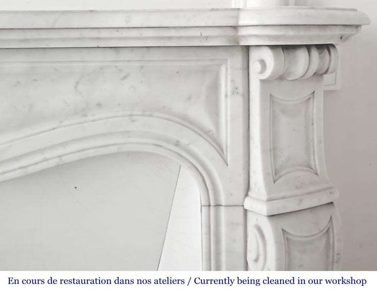 Louis XV style fireplace, Pompadour model, in Carrara marble-6