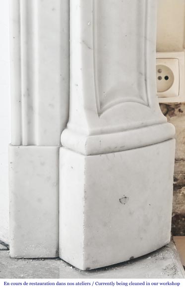 Louis XV style fireplace, Pompadour model, in Carrara marble-7